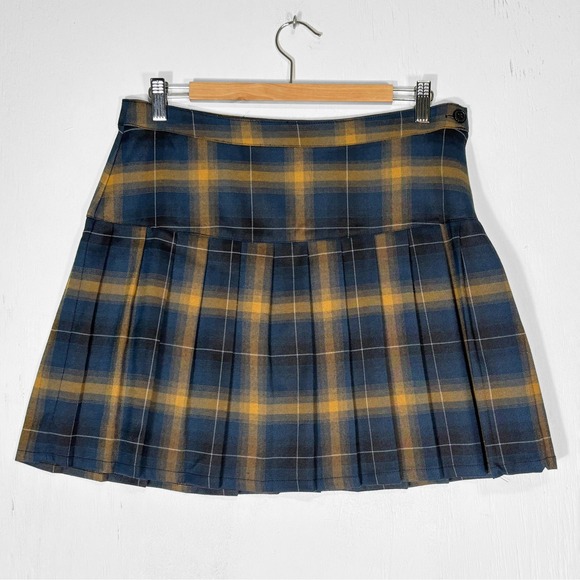 Dickies Pleated Plaid Side Zip Mini Skirt Womens M/L Preppy Dark Academia - Picture 2 of 6